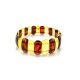 Contrast Two-Toned Amber Flat Beaded Stretch Bracelet, image 