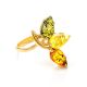 Adorable Multicolor Amber Ring In Gold-Plated Silver The Dandelion, Ring Size: 8 / 18, image 