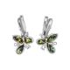 Sterling Silver Earrings With Green Amber The Verbena, image 