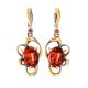 Drop Cognac Amber Earrings In Gold-Plated Silver With Crystals The Pompadour, image 
