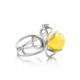 Round Cut Amber Ring In Sterling Silver The Flamenco, Ring Size: Adjustable, image 