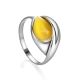 Honey Amber Ring In Sterling Silver The Peony, Ring Size: 11.5 / 21, image 