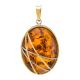 Bold Gold-Plated Pendant With Cognac Amber The Meridian, image 