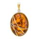 Bold Gold-Plated Pendant With Cognac Amber The Meridian, image 