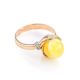 Gorgeous Amber Ring In Gold With Diamonds The Goddess, Ring Size: 5.5 / 16, image 