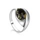 Sterling Silver Ring With Green Amber The Peony, Ring Size: 5 / 15.5, image 