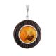 Round Wooden Pendant With Honey Amber The Indonesia, image 