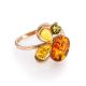 Multicolor Amber Ring In Gold The Symphony, Ring Size: 12 / 21.5, image 
