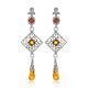 Sterling Silver Dangle Earrings With Cognac Amber The Arabesque, image 