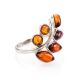 Cognac Amber Ring In Sterling Silver The Verbena, Ring Size: 4 / 15, image 