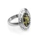 Adjustable Silver Ring With Green Amber The Ellas, Ring Size: Adjustable, image 
