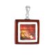 Square Wooden Pendant With Cognac Amber The Indonesia, image 