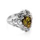 Romantic Glamour Amber Ring In Sterling Silver The Luxor, Ring Size: 8 / 18, image 
