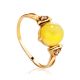 Honey Amber Ring In Gold-Plated Silver With Crystals The Sambia, Ring Size: 9.5 / 19.5, image 