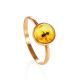 Round Amber Golden Ring With Inclusion The Clio, Ring Size: 7 / 17.5, image 