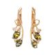 Gold-Plated Amber Earrings With Crystals The Verbena, image 