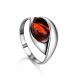 Sterling Silver Ring With Cognac Amber The Peony, Ring Size: 6.5 / 17, image 