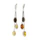 Dangle Amber Earrings In Sterling Silver The Casablanca, image 