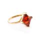 Gold-Plated Ring With Square Amber The Athena, Ring Size: 6 / 16.5, image 