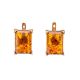 Gold-Plated Silver Earrings With Square Cognac Amber Stone The Rectangle, image 