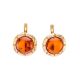 Gold-Plated Silver Earrings With Cognac Amber The Zephyr, image 