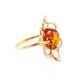 Lovely Gold-Plated Ring With Cognac Amber The Daisy, Ring Size: 6 / 16.5, image 