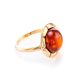Gold-Plated Silver Ring With Cognac Amber The Zephyr, Ring Size: 9.5 / 19.5, image 