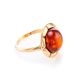 Gold-Plated Silver Ring With Cognac Amber The Zephyr, Ring Size: 13 / 22, image 