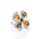 Adjustable Amber Ring In Sterling Silver The Shamrock, Ring Size: Adjustable, image 
