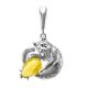 Cute And Fabulous Sterling Silver Pendant With Honey Amber The Cats, image 