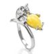 Cute And Fabulous Sterling Silver Ring With Honey Amber The Cats, Ring Size: 10 / 20, image 
