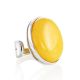 Bold Silver Ring With Honey Amber The Glow, Ring Size: Adjustable, image 