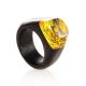 Hornbeam Wood Ring With Lemon Amber The Indonesia, Ring Size: 7 / 17.5, image 