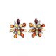 Floral Amber Earrings In Sterling Silver The Dahlia, image 