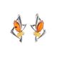 Bold Silver Earrings With Multicolor Amber The Pegasus, image 