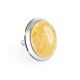 Opulent Silver Ring With Honey Amber The Glow, Ring Size: Adjustable, image 
