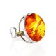 Classy Silver Ring With Cognac Amber The Glow, Ring Size: Adjustable, image 