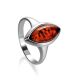 Refined Cognac Amber Ring In Sterling Silver The Amaranth, Ring Size: 5.5 / 16, image 
