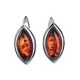 Classy Silver Earrings With Leaf Cut Amber The Amaranth, image 