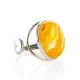 Bright Open Silver Ring With White Amber The Glow, Ring Size: Adjustable, image 