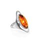 Silver Cocktail Ring With Cognac Amber The Sonnet, Ring Size: 11.5 / 21, image 