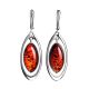 Bold Silver Drop Earrings With Cherry Amber The Sonnet, image 