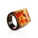 Wooden Ring With Lemon Amber The Indonesia, Ring Size: 8 / 18, image 
