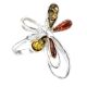 Stylish Sterling Silver Ring With Multicolor Amber The Dragonfly, Ring Size: 9 / 19, image 