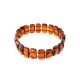 Cognac Amber Flat Beaded Stretch Bracelet With Glass Beads, image 