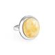 Round Silver Ring With Honey Amber The Glow, Ring Size: 11.5 / 21, image 