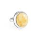 Round Silver Ring With Honey Amber The Glow, Ring Size: 8 / 18, image 