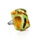 Open Ring With Honey Amber And Green Polymer The Dalmatian, Ring Size: Adjustable, image 