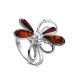 Stylish Sterling Silver Ring With Cognac Amber The Dragonfly, Ring Size: 12 / 21.5, image 