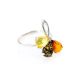 Multicolor Amber Ring In Sterling Silver the Dandelion, Ring Size: 6 / 16.5, image 